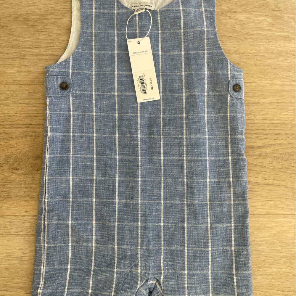 Janie and Jack Blue Plaid Romper